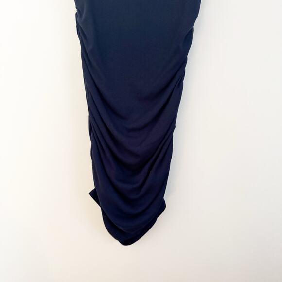 ANTHROPOLOGIE Michael Stars Gia Ribbed Power Shoulder Dress Navy Blue Medium M - Picture 6 of 8